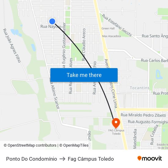 Ponto Do Condomínio to Fag Câmpus Toledo map