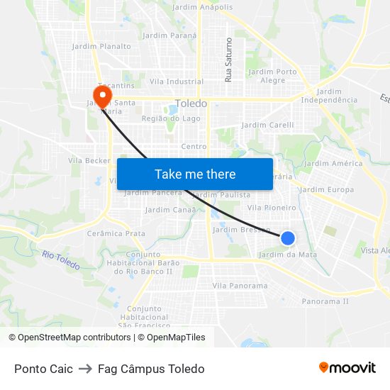 Ponto Caic to Fag Câmpus Toledo map