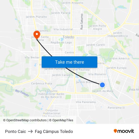 Ponto Caic to Fag Câmpus Toledo map