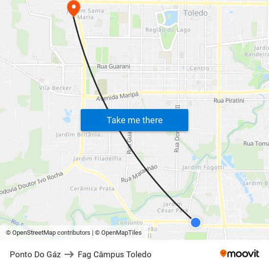 Ponto Do Gáz to Fag Câmpus Toledo map