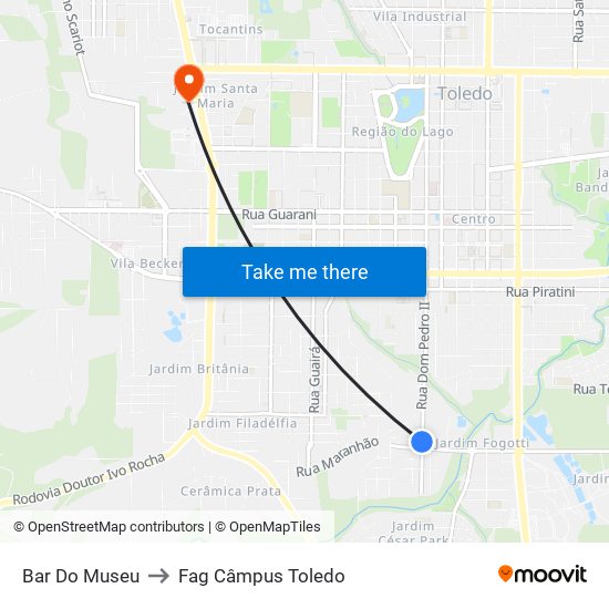 Bar Do Museu to Fag Câmpus Toledo map