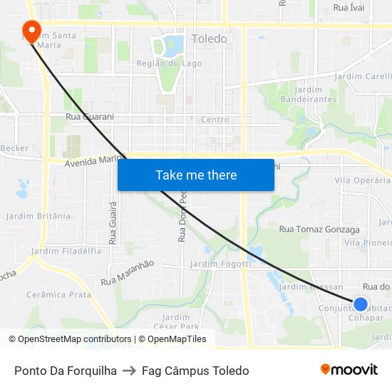 Ponto Da Forquilha to Fag Câmpus Toledo map