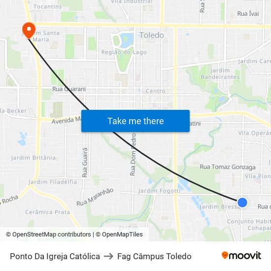 Ponto Da Igreja Católica to Fag Câmpus Toledo map