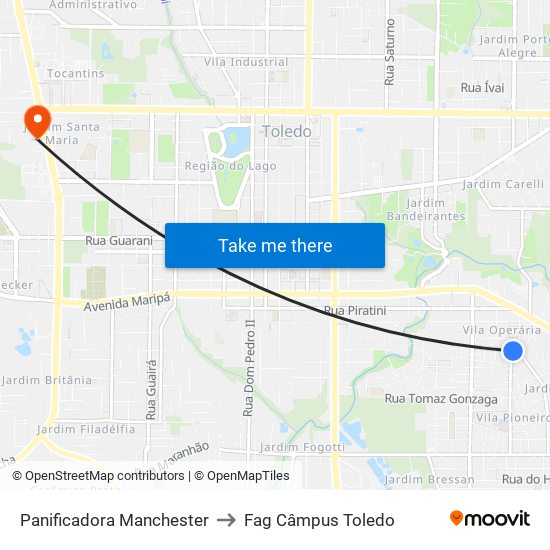 Panificadora Manchester to Fag Câmpus Toledo map