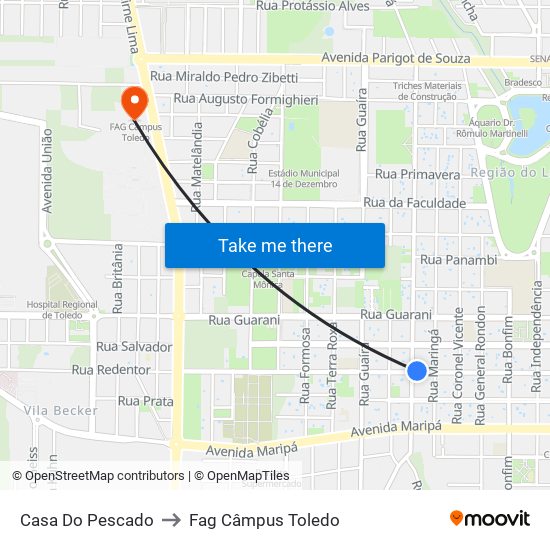 Casa Do Pescado to Fag Câmpus Toledo map