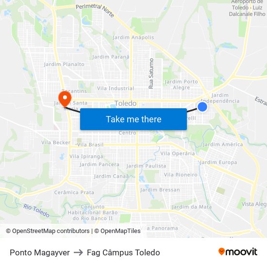 Ponto Magayver to Fag Câmpus Toledo map
