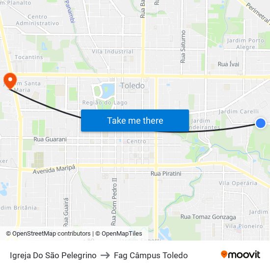 Igreja Do São Pelegrino to Fag Câmpus Toledo map