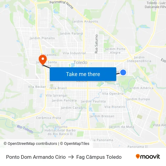 Ponto Dom Armando Círio to Fag Câmpus Toledo map