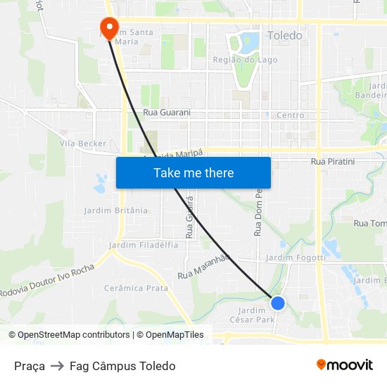 Praça to Fag Câmpus Toledo map