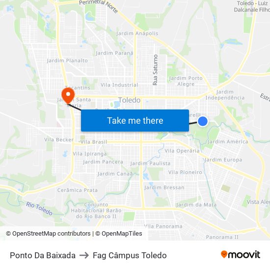 Ponto Da Baixada to Fag Câmpus Toledo map