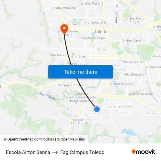 Escola Airton Senna to Fag Câmpus Toledo map