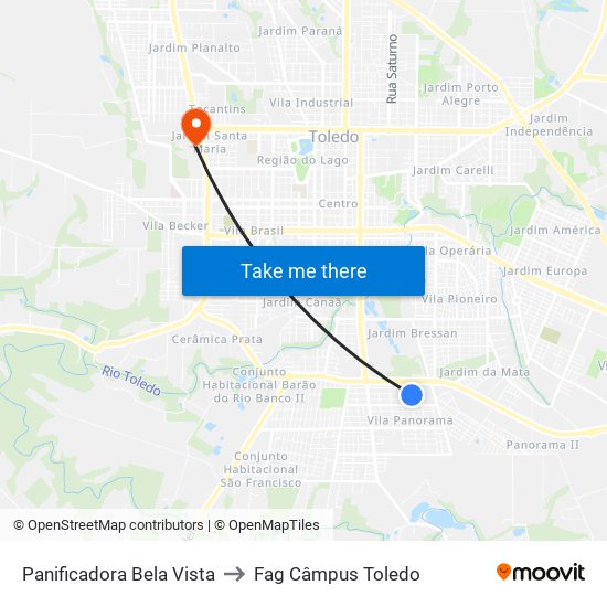 Panificadora Bela Vista to Fag Câmpus Toledo map