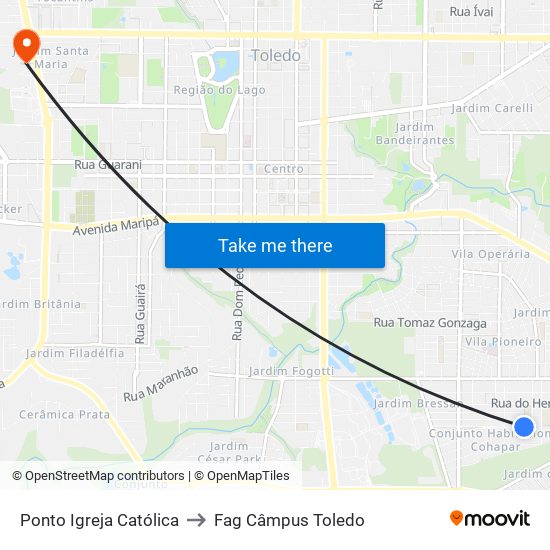Ponto Igreja Católica to Fag Câmpus Toledo map
