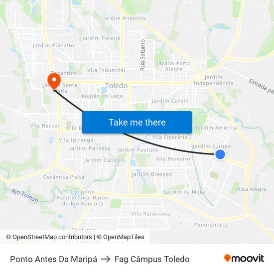 Ponto Antes Da Maripá to Fag Câmpus Toledo map