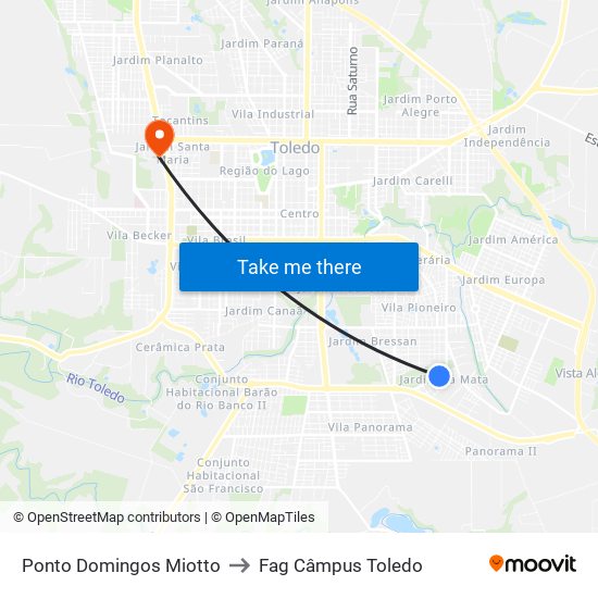Ponto Domingos Miotto to Fag Câmpus Toledo map