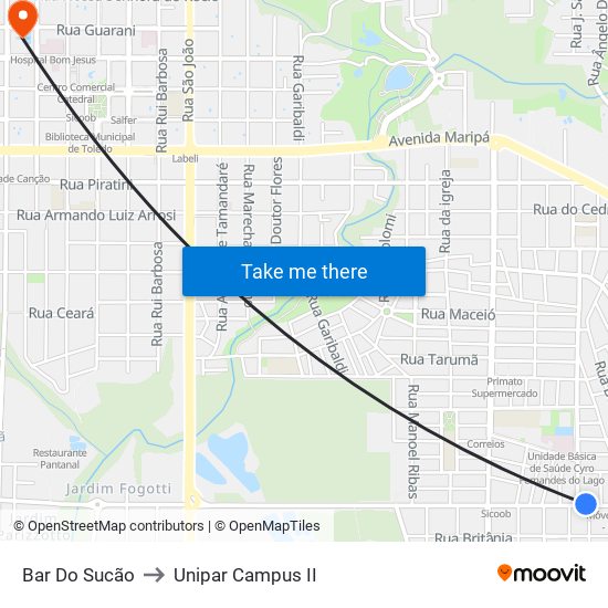 Bar Do Sucão to Unipar Campus II map