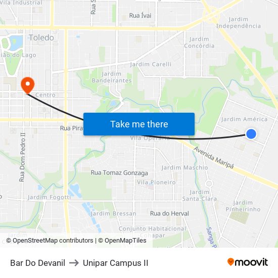 Bar Do Devanil to Unipar Campus II map