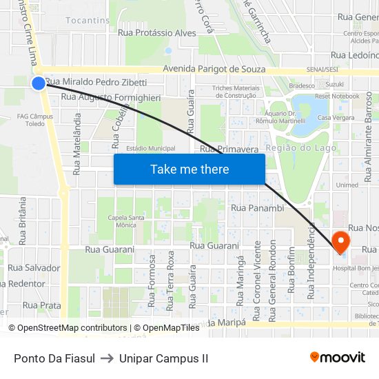 Ponto Da Fiasul to Unipar Campus II map