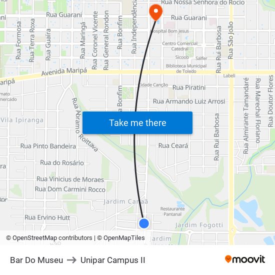 Bar Do Museu to Unipar Campus II map