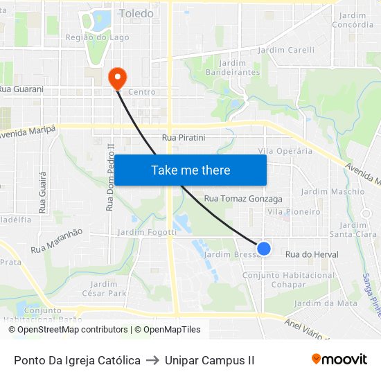 Ponto Da Igreja Católica to Unipar Campus II map