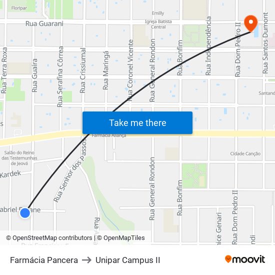 Farmácia Pancera to Unipar Campus II map