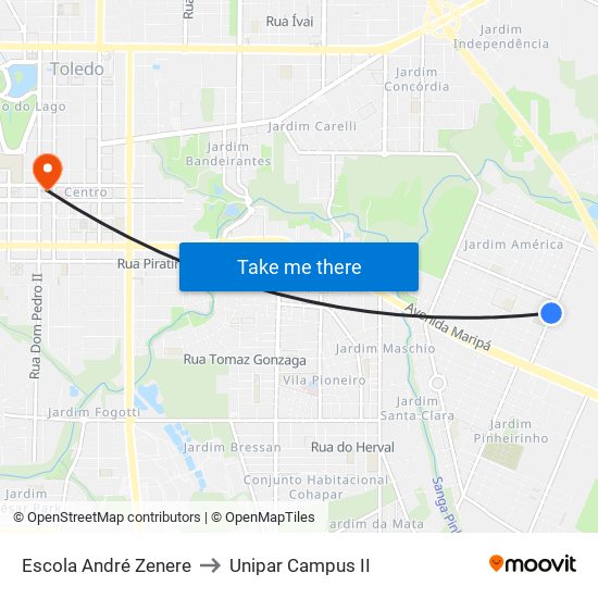 Escola André Zenere to Unipar Campus II map