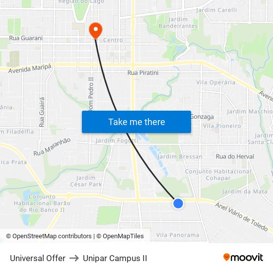 Universal Offer to Unipar Campus II map