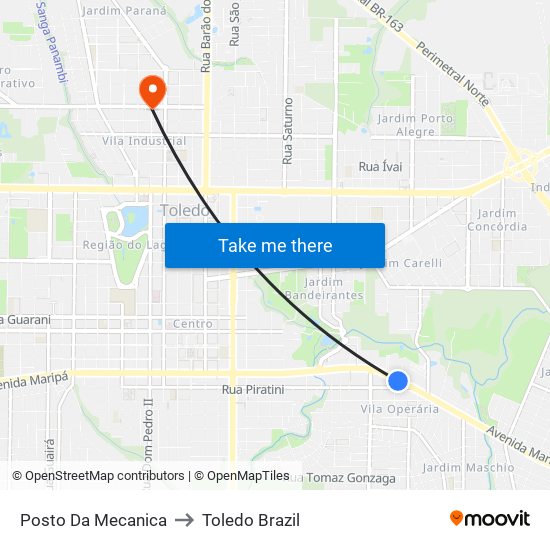 Posto Da Mecanica to Toledo Brazil map