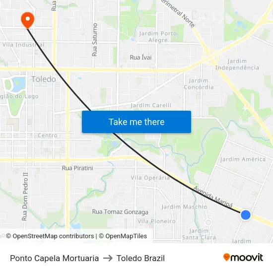 Ponto Capela Mortuaria to Toledo Brazil map