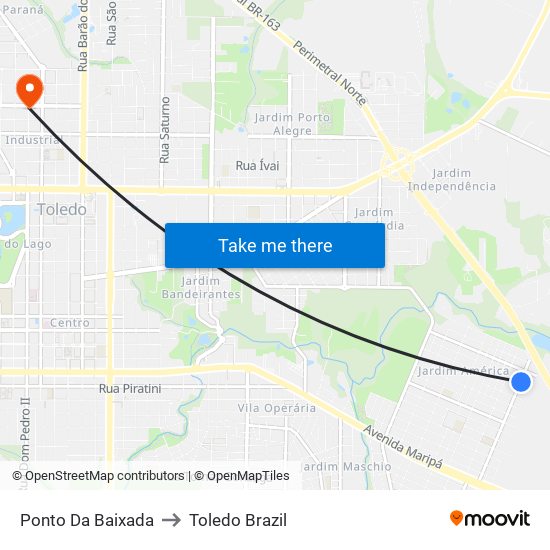 Ponto Da Baixada to Toledo Brazil map