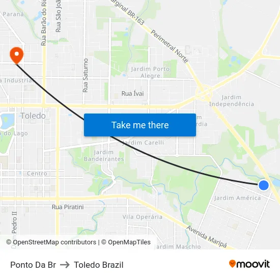 Ponto Da Br to Toledo Brazil map