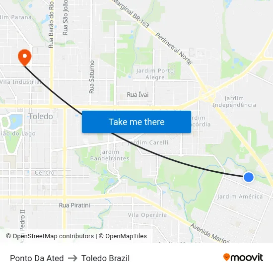 Ponto Da Ated to Toledo Brazil map