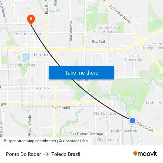 Ponto Do Radar to Toledo Brazil map
