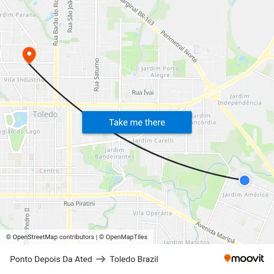 Ponto Depois Da Ated to Toledo Brazil map