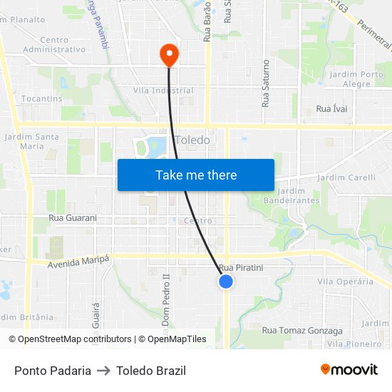 Ponto Padaria to Toledo Brazil map