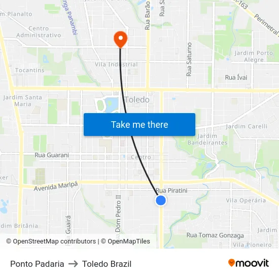 Ponto Padaria to Toledo Brazil map
