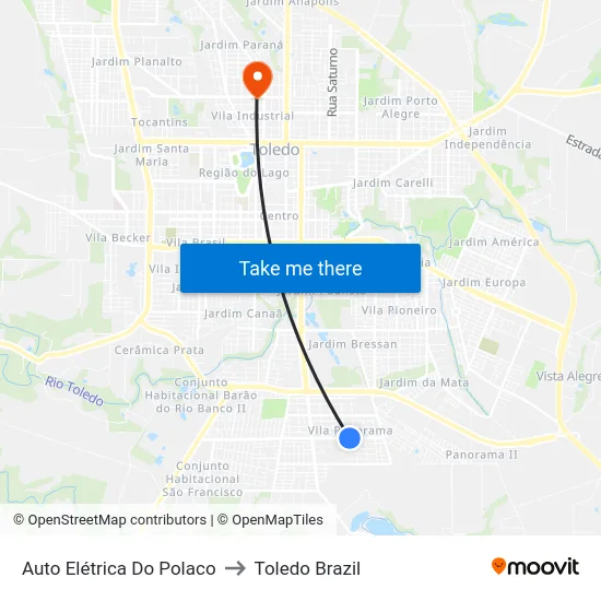 Auto Elétrica Do Polaco to Toledo Brazil map