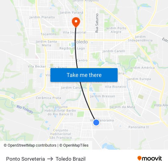 Ponto Sorveteria to Toledo Brazil map