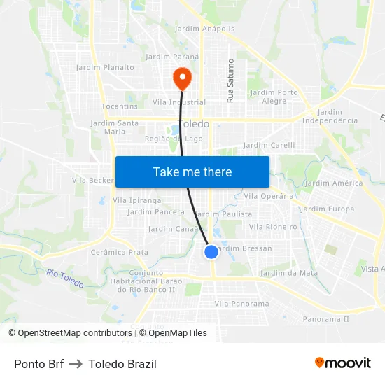 Ponto Brf to Toledo Brazil map