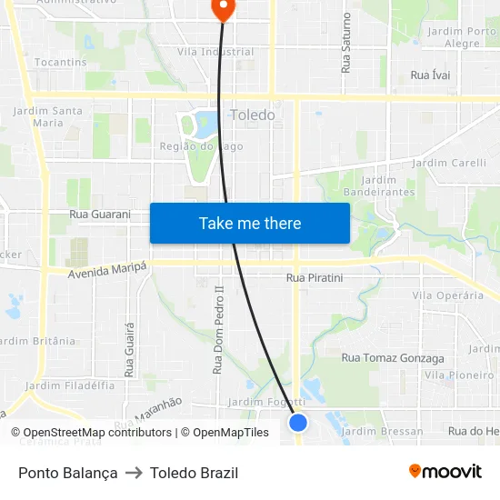 Ponto Balança to Toledo Brazil map