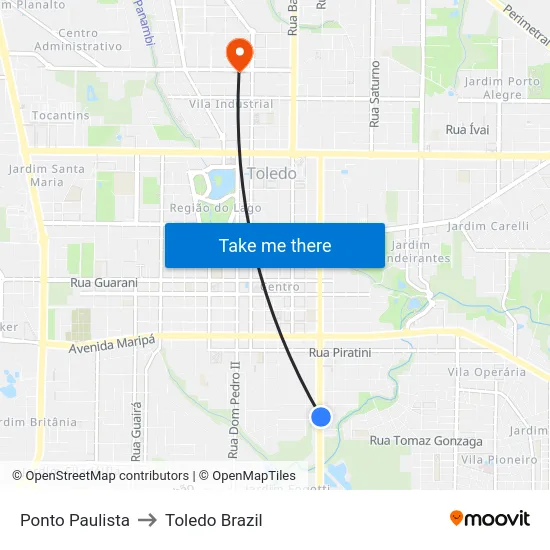 Ponto Paulista to Toledo Brazil map