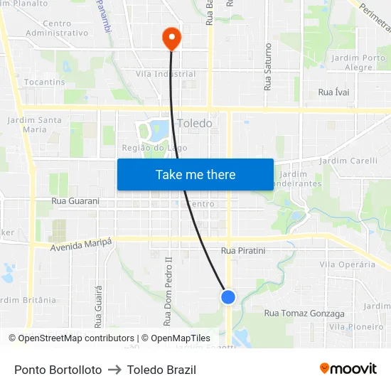 Ponto Bortolloto to Toledo Brazil map