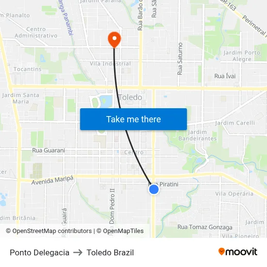 Ponto Delegacia to Toledo Brazil map