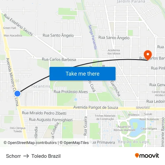 Schorr to Toledo Brazil map