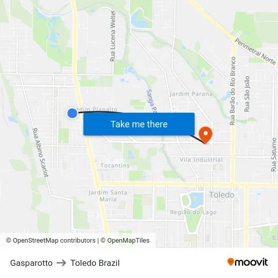 Gasparotto to Toledo Brazil map