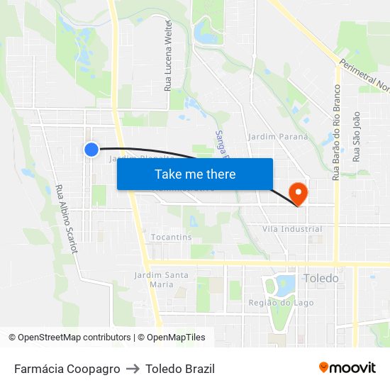 Farmácia Coopagro to Toledo Brazil map