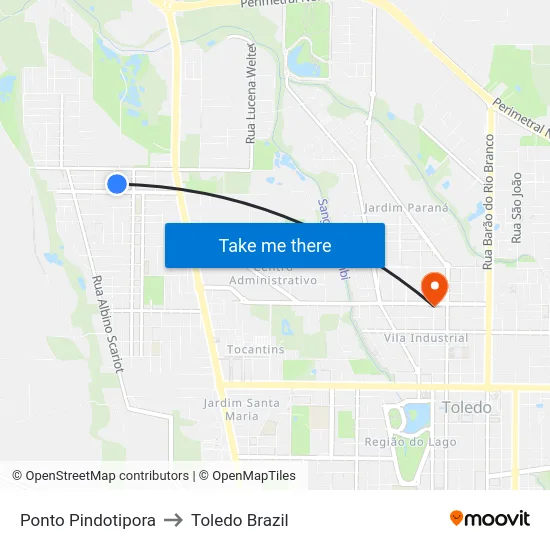 Ponto Pindotipora to Toledo Brazil map