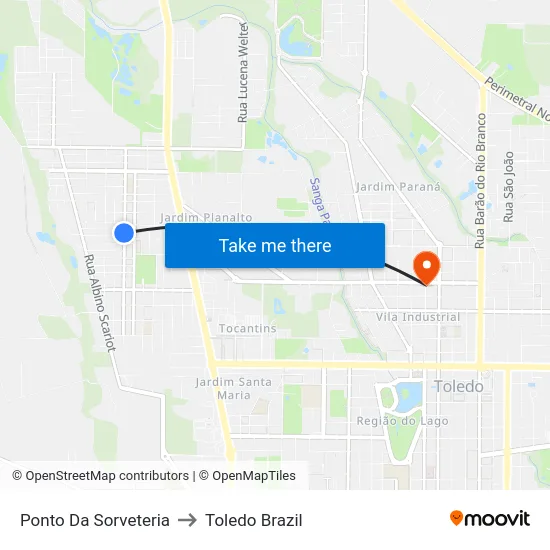 Ponto Da Sorveteria to Toledo Brazil map