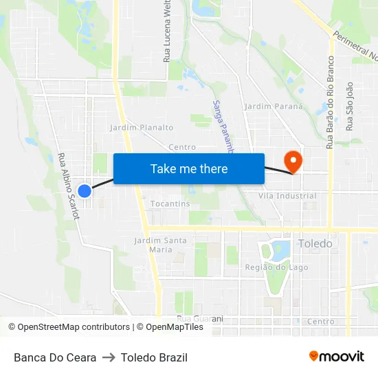 Banca Do Ceara to Toledo Brazil map