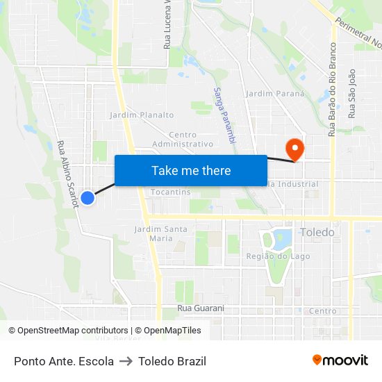 Ponto Ante. Escola to Toledo Brazil map